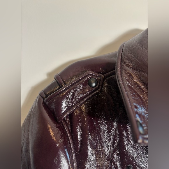 BlankNYC Shiny Crinkle Faux Leather Moto Jacket – Cherry Picked Size Medium - Picture 7 of 10
